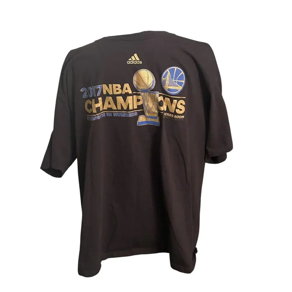 Golden State‎ Warriors Champions Black T-Shirt Mens XL 2017 Adidas NBA